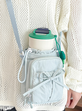 2025新款户外轻便蝴蝶结束口斜挎包防水手机包保温水壶包女单肩包