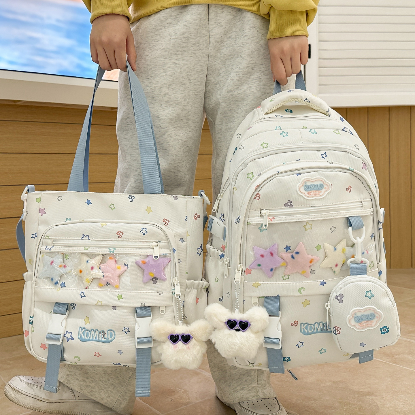 牧司日系星星双肩包大容量