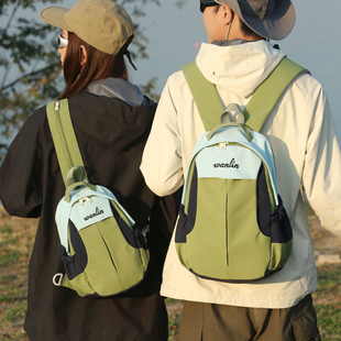 2026春旅游新款 小型双肩包男女潮牌拼色多用胸包户外旅行登山背包