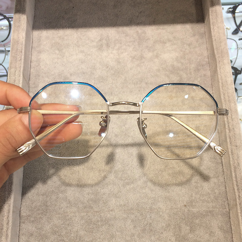 菱形不规则日系手工纯钛眼镜