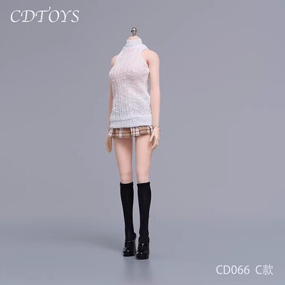现货 cdtoys cd066 1/6女兵人学生针织背心jk裙套装 适合1/6素体