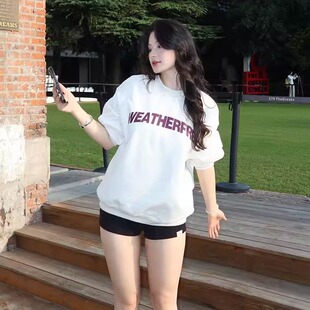 weatherfree国潮男女情侣潮流多色圆领卫衣男美式休闲上衣情侣装