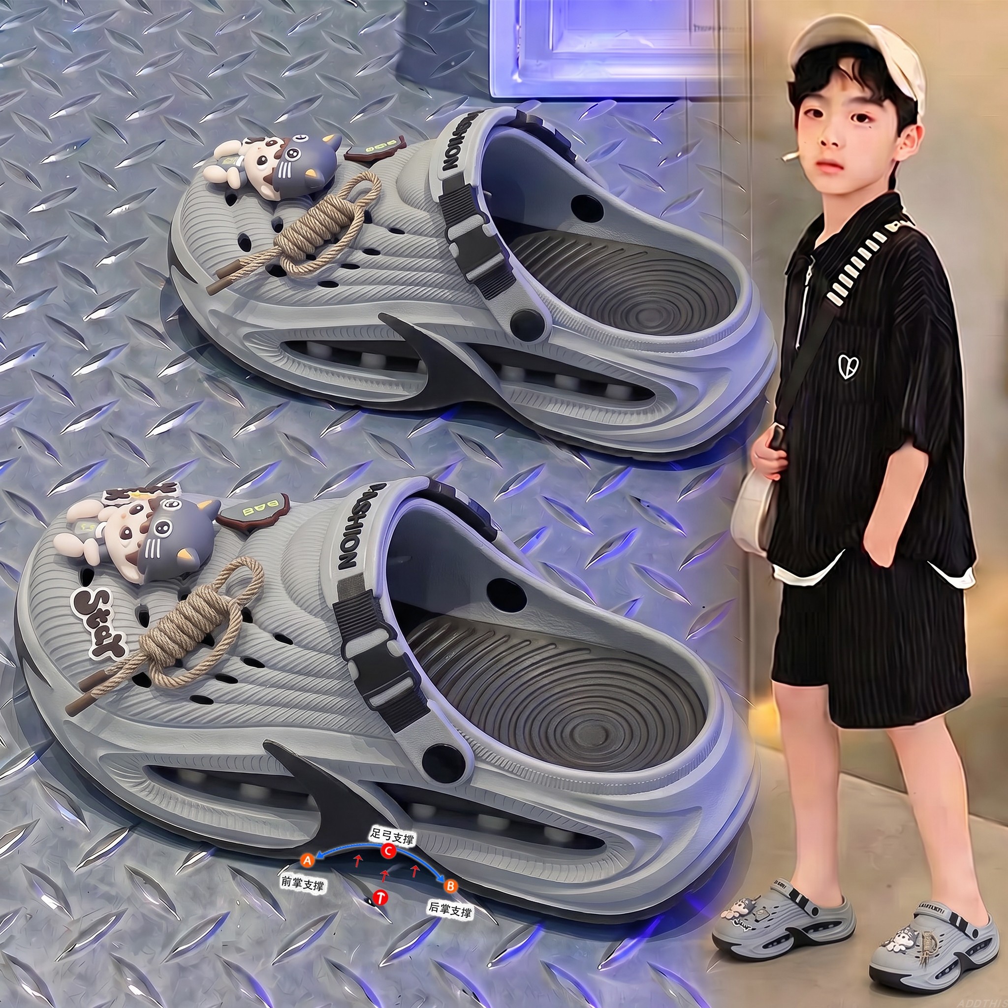 儿童洞洞鞋男童夏外穿防滑有足弓图片