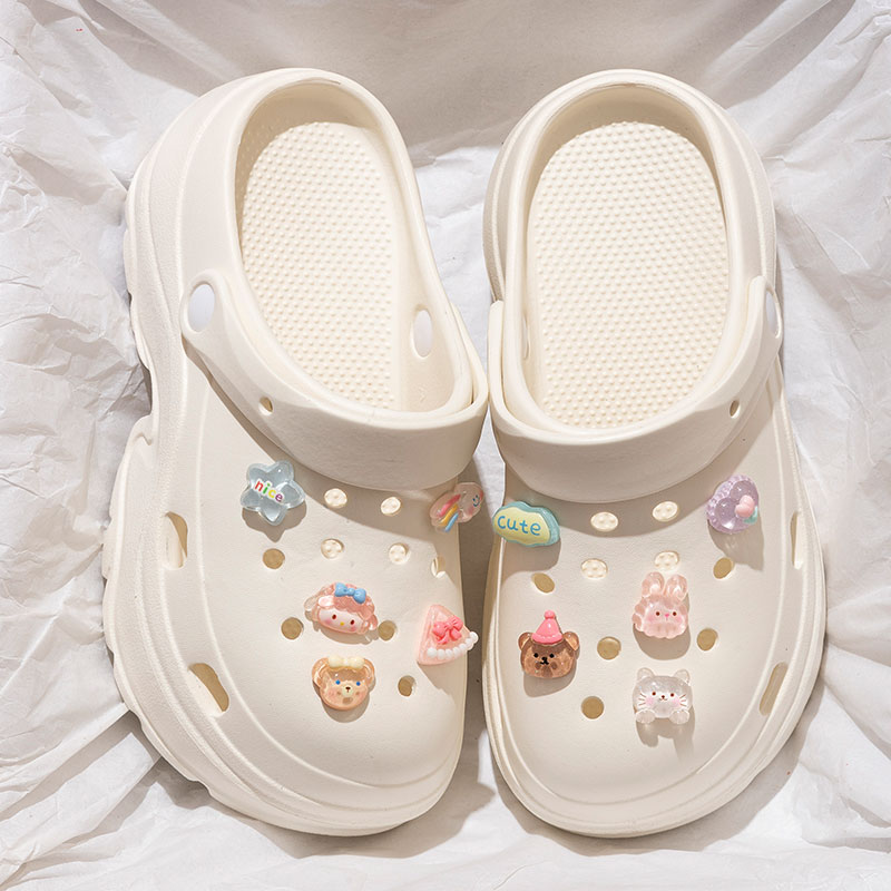 踩屎感厚底洞洞鞋女夏季外穿