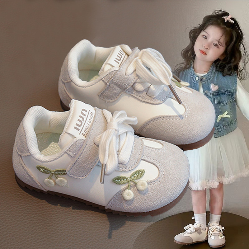 女童甜美樱桃德训鞋2025春秋季潮款儿童鞋单里运动鞋童鞋韩系板鞋