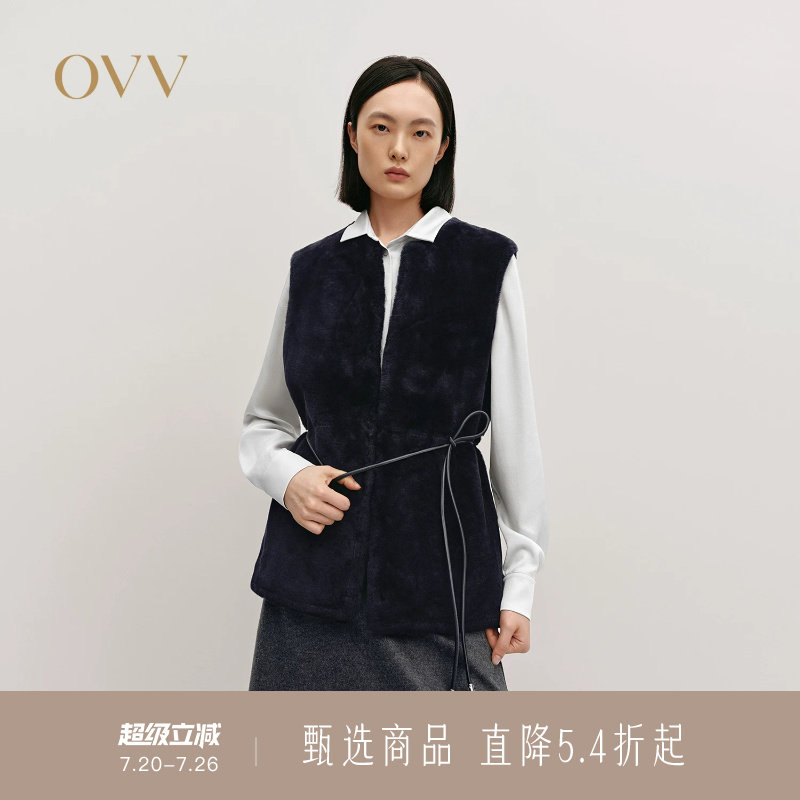 OVV秋冬热卖女装保暖经典高级羊皮皮毛一体马甲背心