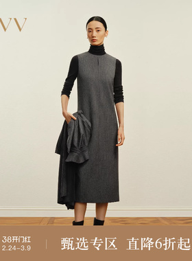 OVV秋冬热卖女装圆领无袖连衣裙简约休闲长款背心裙