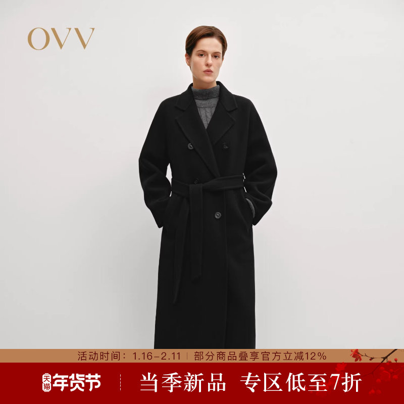 OVV秋冬热卖女装平驳领双排扣休闲通勤羊毛双面呢大衣,女装/女士精品,毛呢外套,淘宝优惠券,粉丝福利购,淘宝优惠卷