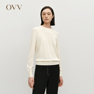圆领可机洗长袖 女装 OVV秋冬热卖 针织衫 黄金羊毛