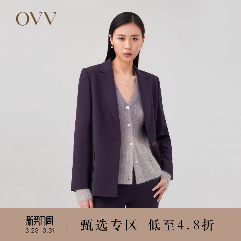 OVV秋冬新款女装日本进口三醋酸分割开衩套装西服外套