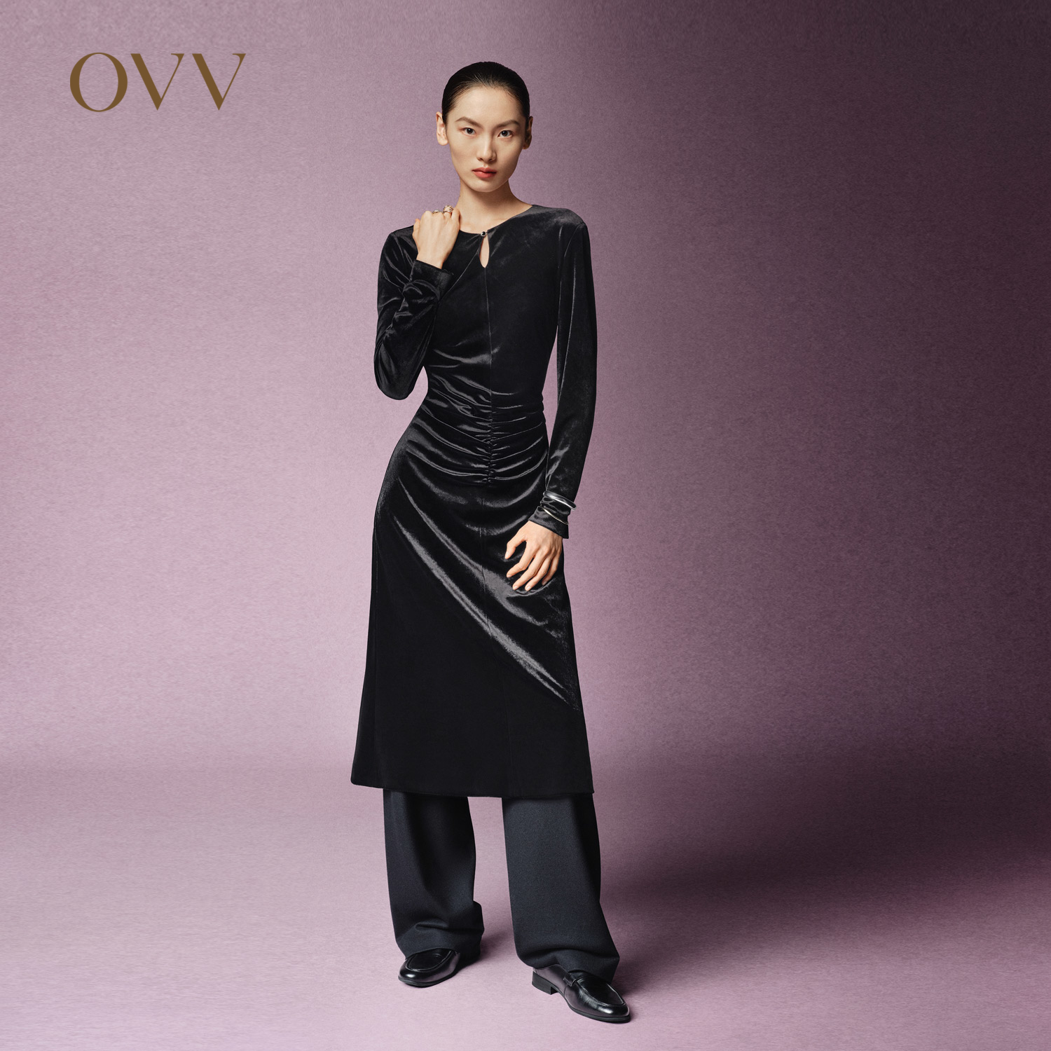 进口面料 奢华丝绒 圆领领型