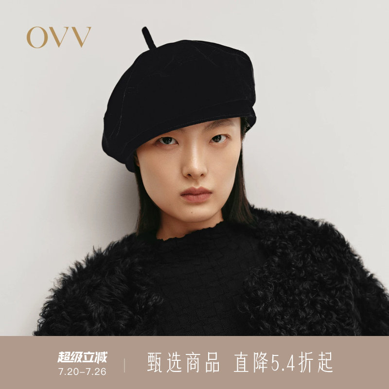 OVV秋冬热卖日本进口丝绒面料蝴蝶结可调节帽子
