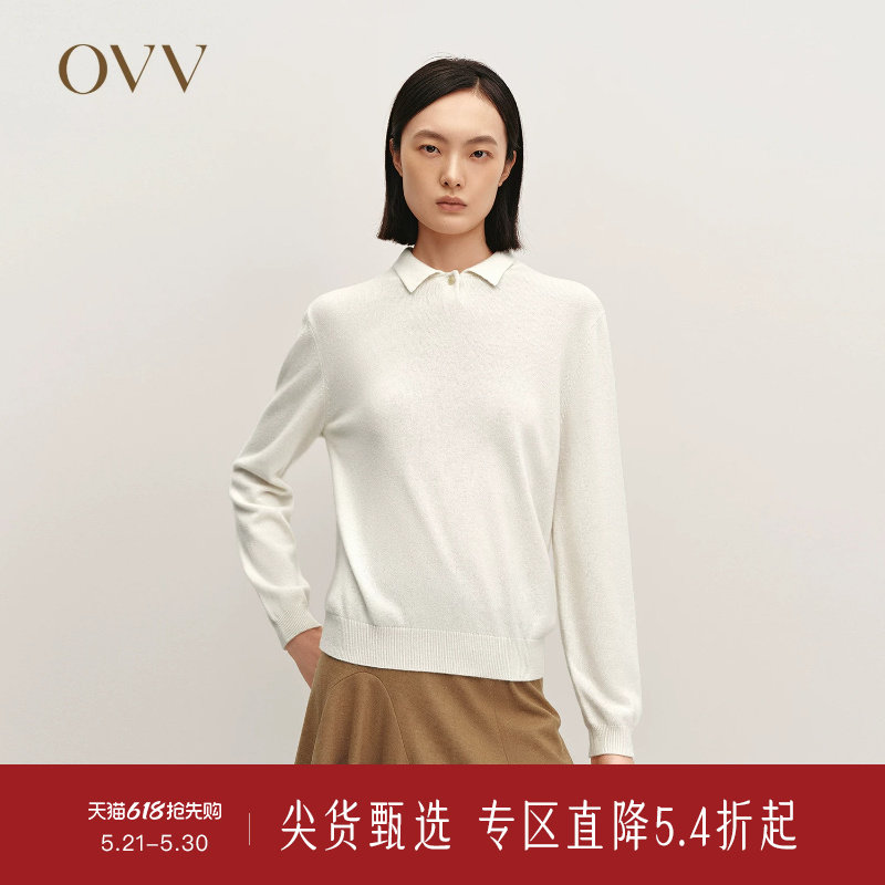 OVV秋冬热卖女装蓬松舒适经典POLO领长袖休闲羊绒衫