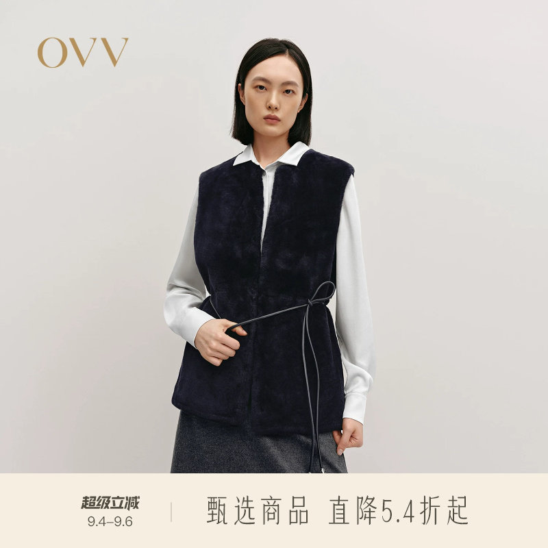 OVV秋冬热卖女装保暖经典高级羊皮皮毛一体马甲背心