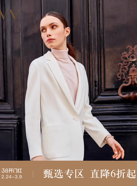 OVV秋冬新款女装针织坑条肌理醋酸棉面料贴袋西服外套