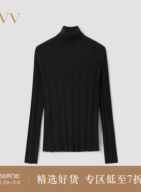 【黄金羊毛】OVV2025秋冬新款女装可机洗高领长袖针织衫