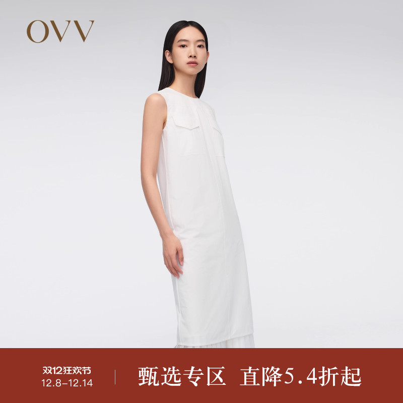 无袖设计 经典圆领 直筒版型