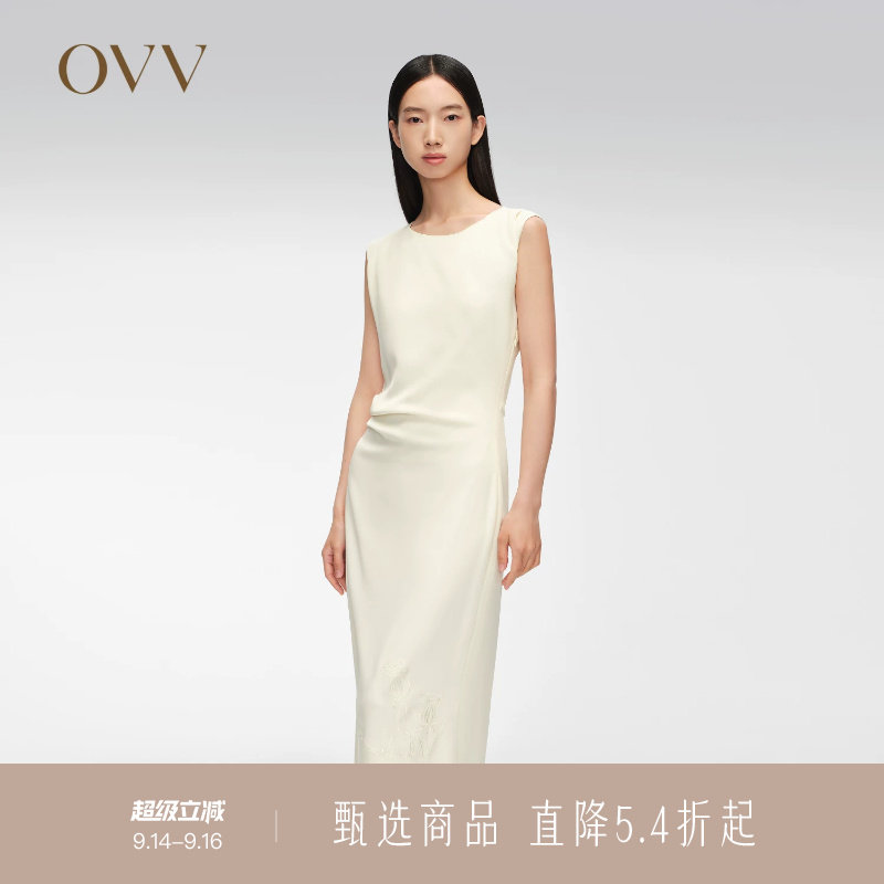 【艺术家联名系列】OVV春夏热卖女装一字领无袖连衣裙图片