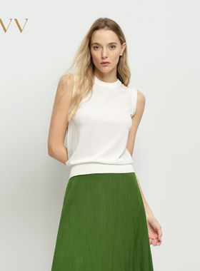 OVV2025春夏新款女装淡人简约基础圆领清爽舒适针织无袖背心