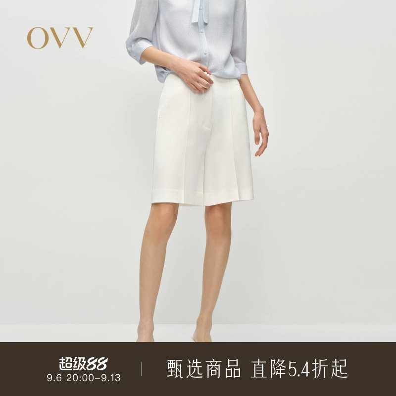 OVV春夏热卖女装淡人经典浅色弹力舒适透气简约休闲短裤图片
