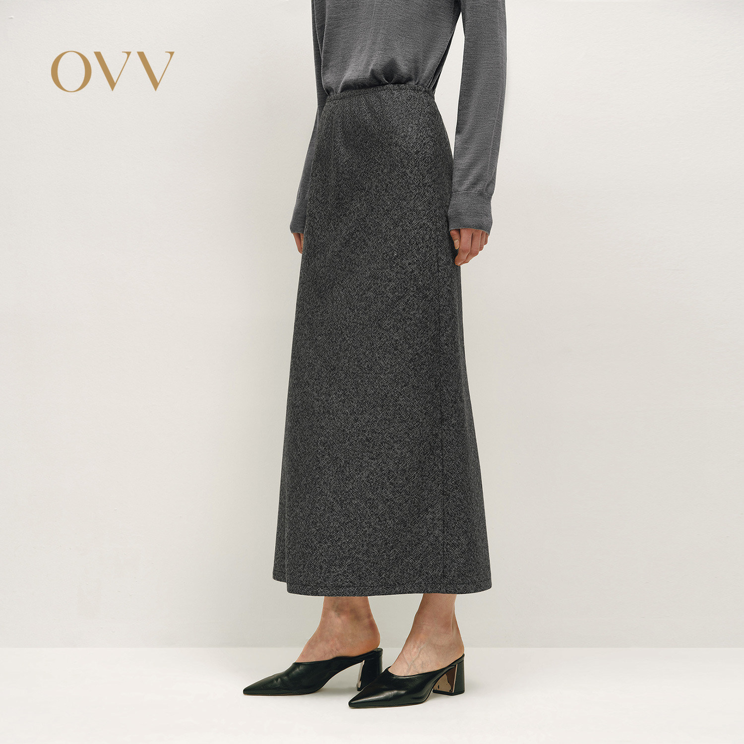 OVV秋冬热卖女装简洁松紧腰不规则纹路直筒羊毛半身裙,女装/女士精品,半身裙,淘宝优惠券,粉丝福利购,淘宝优惠卷