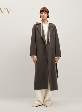 OVV2025秋冬新款女装低调优雅随附腰带平驳领羊毛大衣
