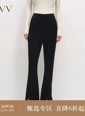 OVV秋冬热卖女装时尚简约开衩设计职场通勤微喇休闲裤