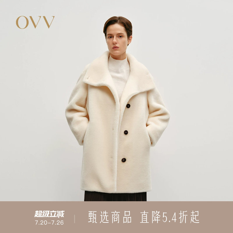 OVV秋冬热卖女装毛绒感经典单排扣舒适保暖休闲大衣