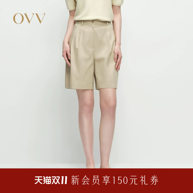 OVV春夏热卖女装淡人经典舒适柔软百慕大直筒休闲短裤