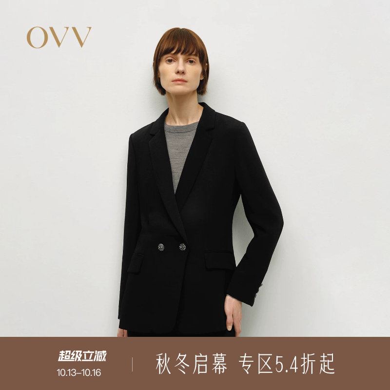 OVV秋冬热卖女装平驳领修身职场商务休闲西服外套