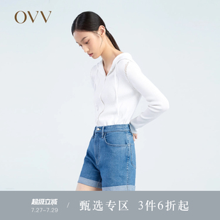 外套 OVV春夏热卖 女装 棉质醋酸清爽休闲抽绳连帽长袖 针织开衫