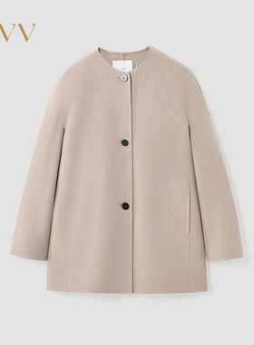 OVV2026春夏新款女装圆领直筒版型双面呢休闲夹克外套