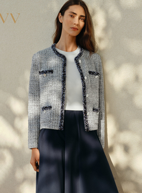 【经典粗花呢】OVV2025春夏新款女装淡人休闲时髦长袖针织开衫