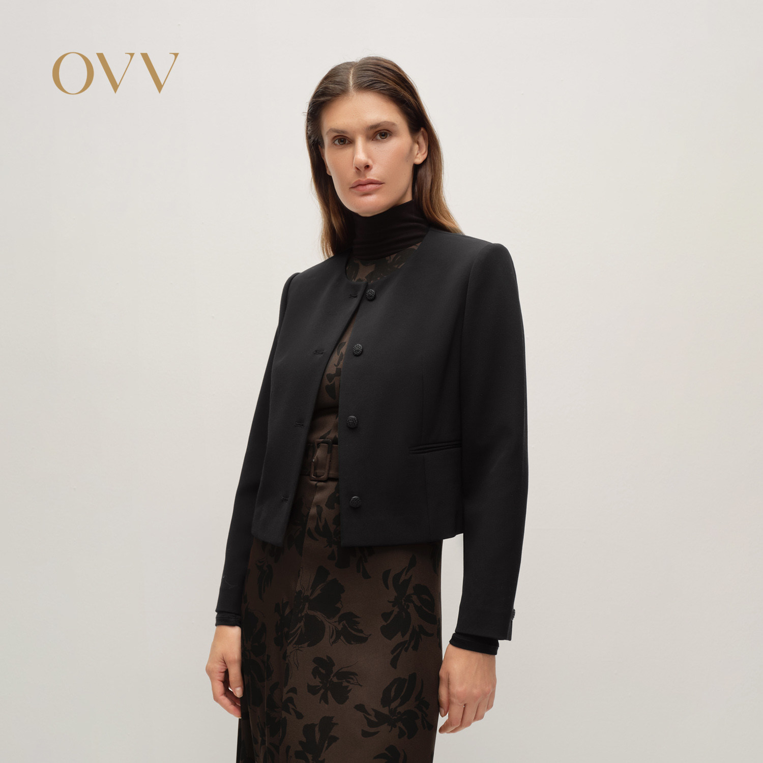OVV2025秋冬新款女装基础圆领休闲通勤短款夹克外套,女装/女士精品,短外套,淘宝优惠券,粉丝福利购,淘宝优惠卷
