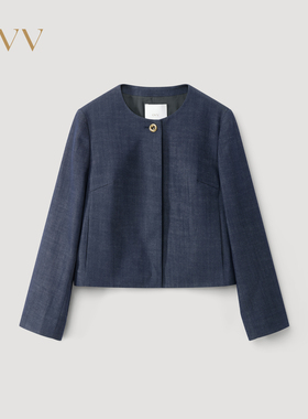OVV2025春夏新款女装经典直筒版型圆领休闲夹克外套