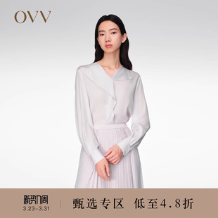 上衣 20MM弹力双乔浅V领休闲衬衫 OVV春夏热卖 女装