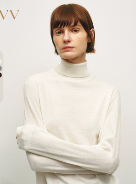 OVV春夏热卖女装多色简约宽松高领羊毛长袖针织衫