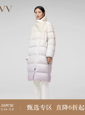 OVV秋冬新款女装渐变印花舒适保暖长款温暖羽绒服