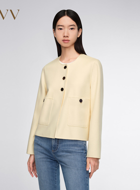 OVV春夏热卖女装简约休闲小圆领绵羊毛夹克外套