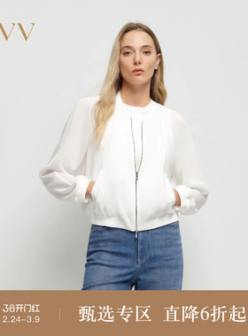 OVV2025春夏新款女装淡人日本进口三醋酸面料棒球衫夹克外套
