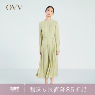 舒适休闲通勤百褶连衣裙 优雅收腰经典 女装 OVV春夏热卖