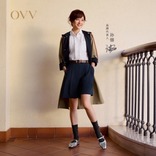 【孙俪同款】OVV2026春夏新款女装撞色轻盈松弛中长风衣