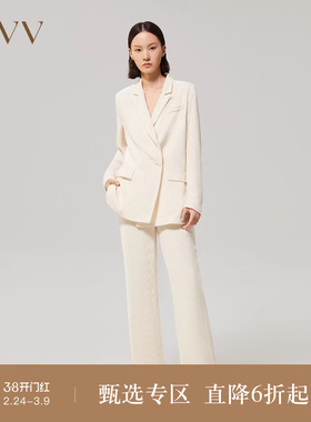 OVV秋冬女装意大利进口丝绒灯芯绒直筒套装西裤