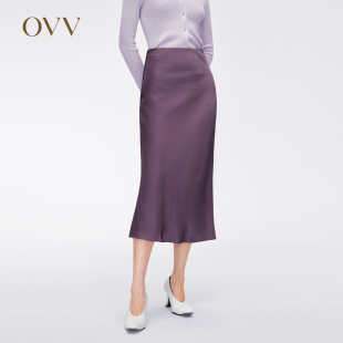 基础斜裁优雅浪漫中长半身裙 经典 OVV春夏热卖 女装
