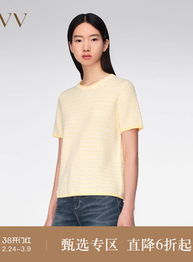 OVV春夏热卖女装基础圆领撞色立体趣味短袖针织衫