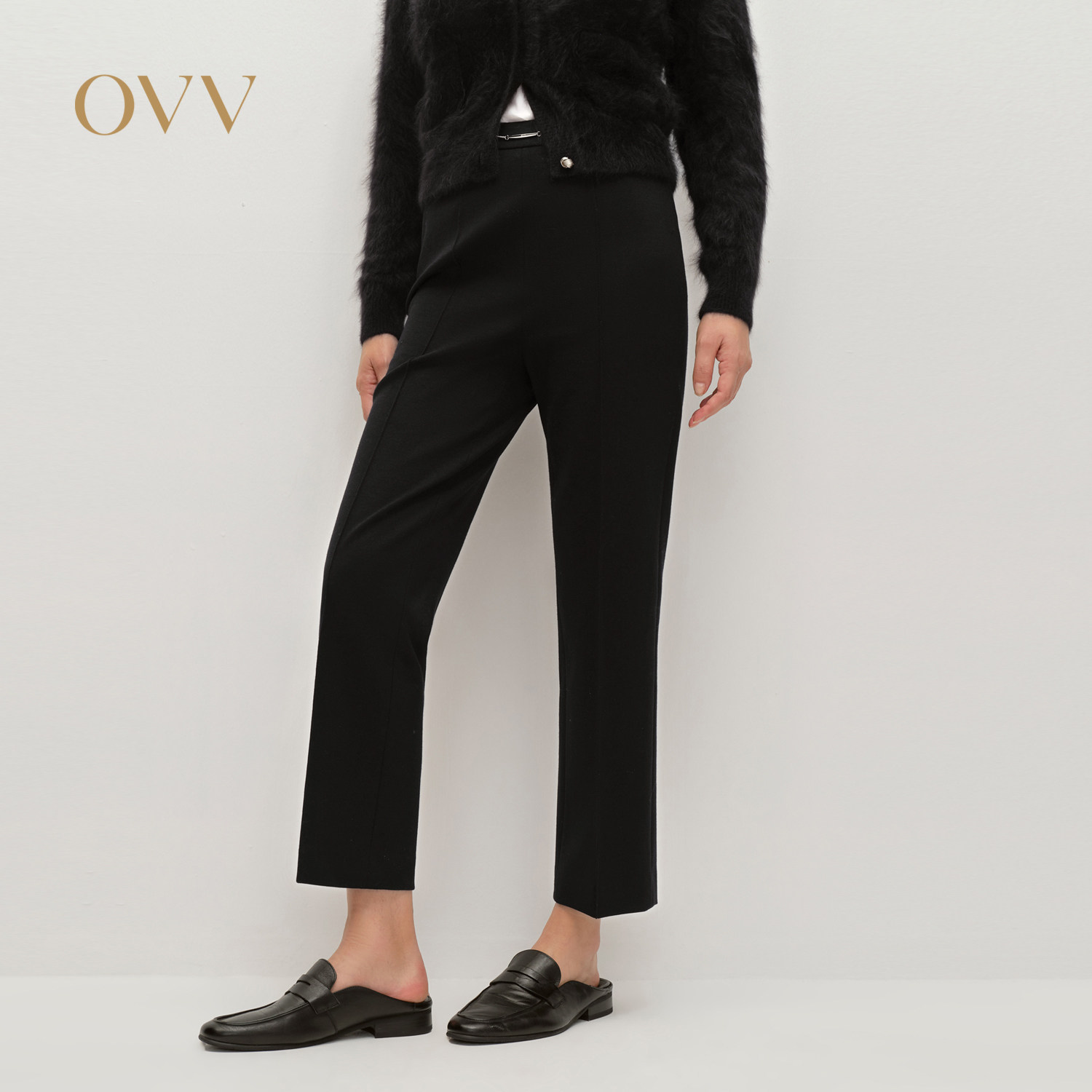 OVV2025秋冬新款女装针织羊毛烟管裤金属链条点缀休闲长裤,女装/女士精品,休闲裤,淘宝优惠券,粉丝福利购,淘宝优惠卷