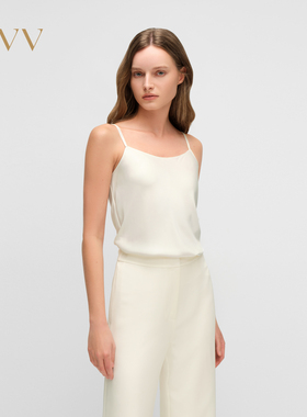 【重磅真丝】OVV2025春夏新款淡人22MM弹力双乔斜裁双肩带吊带