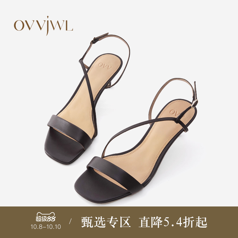 OVV小羊皮细高跟一字带凉鞋