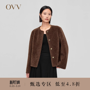 圆领短款 阿尔巴卡混纺羊毛经典 大衣外套 女装 OVV秋冬新款