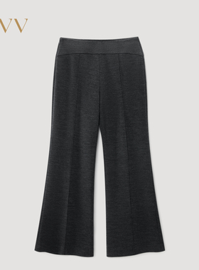 OVV2025秋冬新款女装简约舒适针织羊毛微喇版型休闲裤